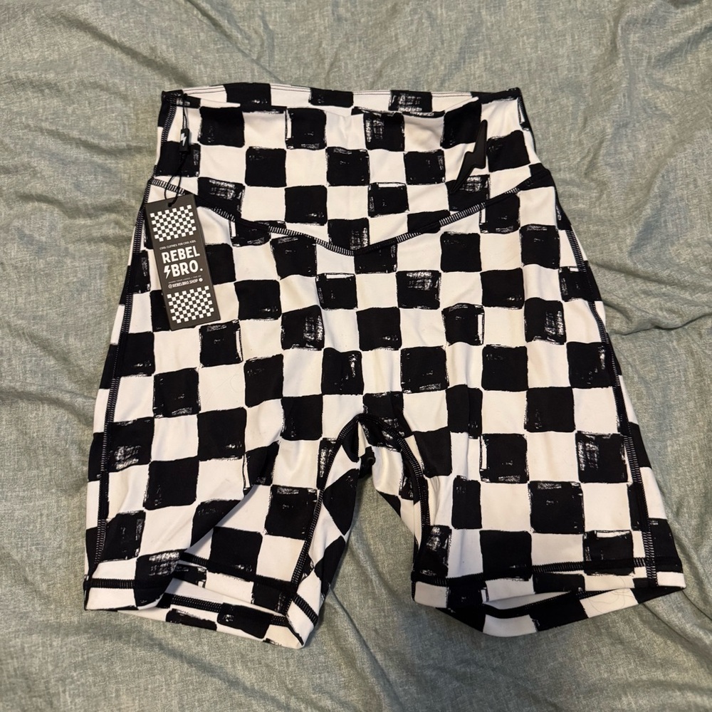 Black and White Checkered Athletic Shorts